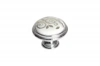 Ручка-кнопка, отделка хром глянец + керамика