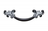 Ручка-скоба 96мм, отделка черненое железо с белой патиной