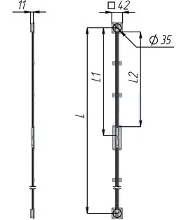 PULSE Корректор фасада, врезной, регулировка по середине, L 1200-2300 мм, компл. на 1 дв.: INCOR2300PU PULSE Корректор фасада, врезной, регулировка по середине, L 1200-2300 мм, компл. на 1 дв.: INCOR2300PU