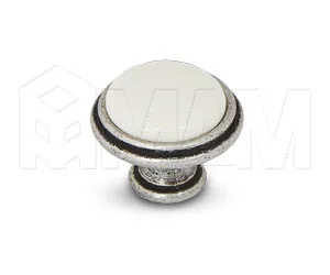 Ручка-кнопка D30мм серебро состаренное/керамика: WPO.771.000.00E8