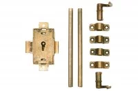 Замок в комплекте со штангами 1200 мм, отделка бронза античная