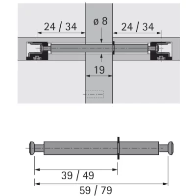 Hettich: 79568: Дюбель двойной DU 853 для Rastex, сталь