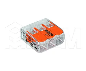 221 Клемма тройная с рычажком, для проводов 0.14-4.0 кв.мм, ток 32А: WA-221-413