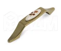 Ручка-скоба 96мм бронза состаренная/керамика осенний цветок: UP182AB/MLK