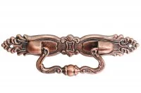 Ручка-скоба 64мм с накладкой, отделка медь