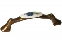 Ручка-скоба 96мм, отделка бронза + керамика