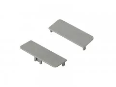 Комплект торцевых заглушек сплошных среднего профиля GOLA Alphalux(2 части:L+R), пластик серый