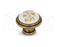 Ручка-кнопка D30мм бронза Орваль/керамика золотые узоры: WPO.771.000.00A8