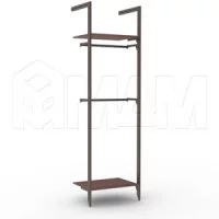 KALI, 1 секция, 2 L-образной стойки, для 2-х деревянных полок, для 2-х овальных штанг, бронза: KL23SET3BR