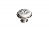 Ручка-кпопка, отделка старое серебро с блеском + керамика