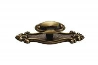 Ручка-кнопка с накладкой, отделка бронза матовая