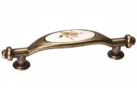 Ручка-скоба 96мм, отделка бронза старая + керамика