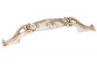 Ручка-скоба 96мм, отделка золото винтаж + керамика