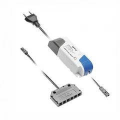 GTV: Блок питания для светодиодов 220/12V 16W, IP20, 6хMINI АМР, с проводами и дистрибьютором: LD-ZZAS16PROKD6