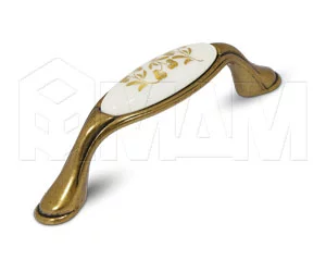 Ручка-скоба 96мм бронза Орваль/керамика золотые узоры: WMN.771.096.00A8