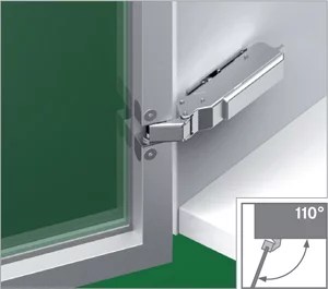 Петля TIOMOS со встроенным амортизатором стандартная (90/110) для алюм. профиля, накладная: F028138155