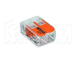 221 Клемма двойная с рычажком, для проводов 0.14-4.0 кв.мм, ток 32А: WA-221-412