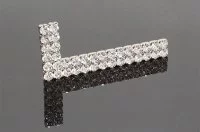 Накладка декоративная г-образная с кристаллами, левая, отделка никель + горный хрусталь