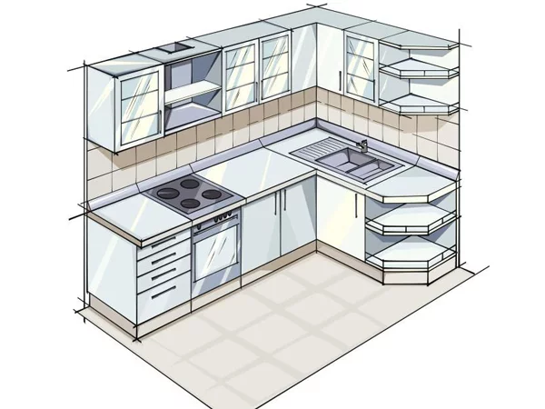 Компоновка мебели для кухни
