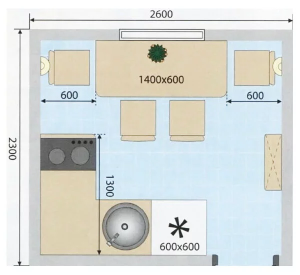 Кухня 6 на 4 планировка