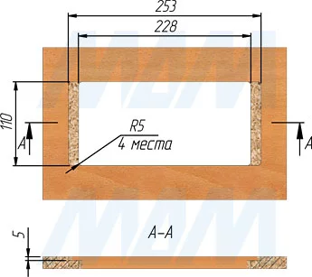 Установка горизонтального выдвижного блока, 2 розетки, 2 USB (артикул RBS-2S-2USB)