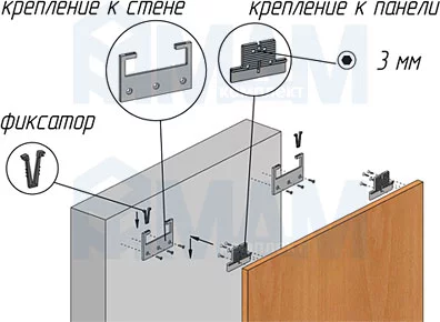 Скрытый монтаж панелей. ATC151.05.00 универсальный навес с фиксацией 70 кг. Универсальный навес с фиксацией 70 кг артикул ATC151.05.00 МДМ. Универсальный навес с фиксацией, 70 кг артикул: ATC151.05.00. Скрытое крепление панелей защёлка.