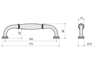 Ручка-скоба 160мм, отделка железо