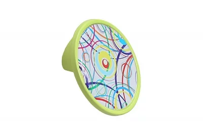 Ручка-кнопка 32мм, отделка лайм + вставка