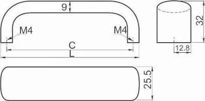 Ручка алюминиевая UA-340 C=128, алюминий GTV UA-00-340128