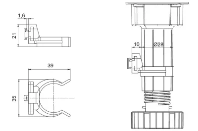 Клипса для ножки, под цоколь ПВХ: ПКЦ.001.Ч