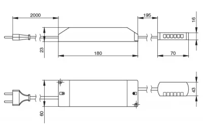 Источник питания 75W, 200-240V/24V в комплекте с блоком распределительным и проводом сетевым