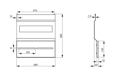 Держатель для ножей с 2-мя магнитами, 280х33х320мм, отделка белый бархат (матовый)
