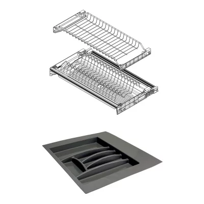 Комплект №6: Кухонный набор из сушки для посуды и лотка для приборов в корпус 600 мм