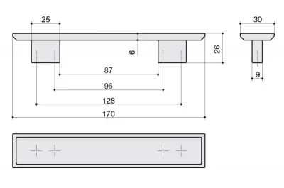 Ручка-скоба 128-096мм, отделка хром глянец + вставка