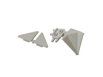 Комплект соединителей треугольного пристеночного бортика под вставку,(3ч.:2 загл., 90гр.внут) пластик, серый