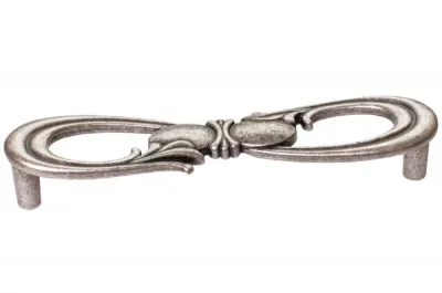 Ручка-скоба 128мм, отделка старое серебро с блеском