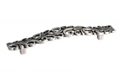 Ручка-скоба 128 мм, отделка отделка старое серебро с блеском