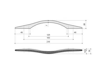 Ручка-скоба 160-128мм, отделка золото 24