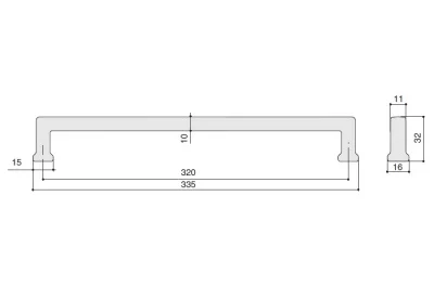 Ручка-скоба 320мм, отделка черный матовый лакированный