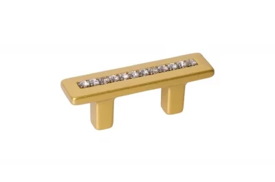 Ручка-скоба 32мм, отделка золото матовое + горный хрусталь