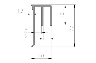 Направляющая нижняя, L=3000, отделка алюминий Направляющая нижняя, L=3000, отделка алюминий
