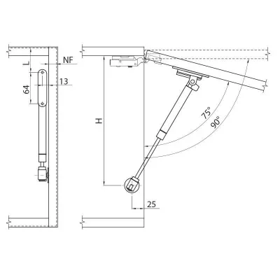 ПОДЪЁМНИК ГАЗОВЫЙ С АМОРТИЗАТОРОМ, без регулировки 80N GTV, серый: PD-GAMB080-N02