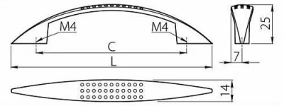 GTV: Ручка мебельная UZ-05, C=128 мм, алюминий UZ-05-128-05