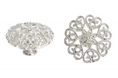 Ручка-кнопка, отделка никель + горный хрусталь