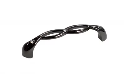 Ручка-скоба 96мм, отделка никель глянец воронёный + горный хрусталь