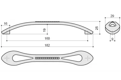 Ручка-скоба 160мм, отделка хром глянец + горный хрусталь