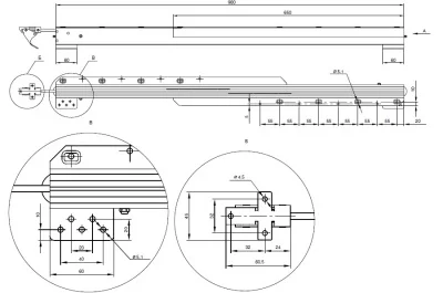 Механизм раздвижения стола Kombi 47, 980 мм, с синхронизатором и стопором