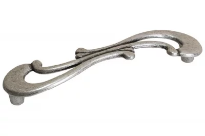 Ручка-скоба 128мм, отделка старое серебро с блеском