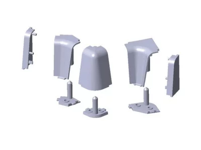 Комплект соединителей овального пристеночного бортика(ALF%/40), пластик, белый (4ч: 2*90гр,2 загл,1*135гр.)