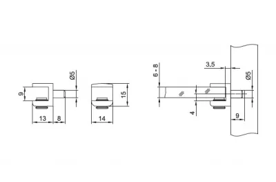 Полкодержатель П-образный для стекла 6-8мм на бобышке, отделка бронза (за 100 штук)